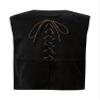 YONGHS Kids Boys Girls Gothic Suit Vest Medieval Steampunk V-Neck Sleeveless Lace-Up Dressy Waistcoat Black 12 Years view 1