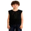 YONGHS Kids Boys Girls Gothic Suit Vest Medieval Steampunk V-Neck Sleeveless Lace-Up Dressy Waistcoat Black 12 Years view 3