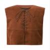 YONGHS Kids Boys Girls Gothic Suit Vest Medieval Steampunk V-Neck Sleeveless Lace-Up Dressy Waistcoat Dark Brown 4 Years view 1