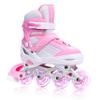 Kids Inline Skates for Girls Boys with All Wheels Illuminating, Adjuatable Mens and Womens Roller Skates Blades for Beginner in Outdoor and Indoor (Pink&White, Medium - Big Kids) view 1
