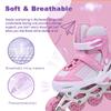 Kids Inline Skates for Girls Boys with All Wheels Illuminating, Adjuatable Mens and Womens Roller Skates Blades for Beginner in Outdoor and Indoor (Pink&White, Medium - Big Kids) view 2