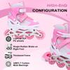 Kids Inline Skates for Girls Boys with All Wheels Illuminating, Adjuatable Mens and Womens Roller Skates Blades for Beginner in Outdoor and Indoor (Pink&White, Medium - Big Kids) view 3