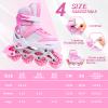 Kids Inline Skates for Girls Boys with All Wheels Illuminating, Adjuatable Mens and Womens Roller Skates Blades for Beginner in Outdoor and Indoor (Pink&White, Medium - Big Kids) view 4