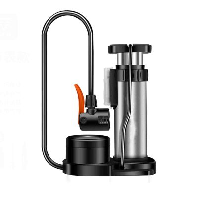 JUSHZ Balloon Pump for Inflatables Airbed Pump Inflatable Pump Ball Foot for Balloon Arch Nozzles Bikes Manual Floor Pumps for Car and Home Use 120PSI Portable Non-Slip (Silver,17cm)