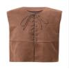 YONGHS Kids Boys Girls Gothic Suit Vest Medieval Steampunk V-Neck Sleeveless Lace-Up Dressy Waistcoat Brown 16 Years view 1