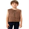 YONGHS Kids Boys Girls Gothic Suit Vest Medieval Steampunk V-Neck Sleeveless Lace-Up Dressy Waistcoat Brown 16 Years view 3