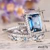 Mnyixsi Platinum Plated 925 Sterling Silver Sapphire Engagement Wedding Ring Set AAAAA Cz 925 Sterling Silver 3pcs Square Shape White Blue Gemstone Rings Set Size 7 view 2