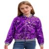 Xnihocha Girls Sequin Jacket Long Sleeve Kids Bomber Coats Spring Fall Party Outfits for Kids Purple 14 Years view 1