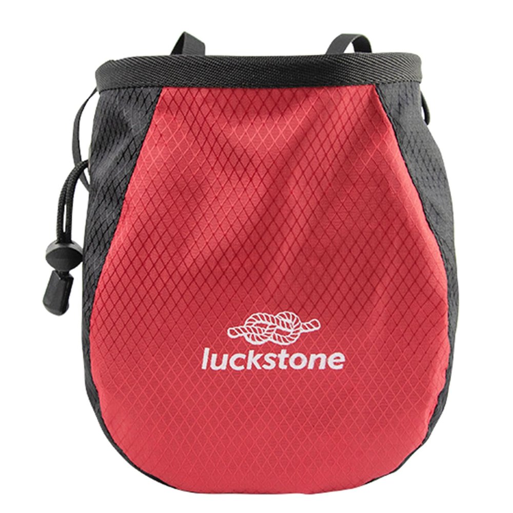Bestvisse Rock Climbing Chalk Bag Adjustable Drawstring Chalk Bag Bouldering Chalk Bag Bucket for Rock Climbing Weight Lifting, 16*12*8cm, red