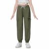 Betusline Girl's Outdoor Casual Cargo Jogger Pants with Pockets Army Green 9-10 Years view 1