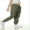 Betusline Girl's Outdoor Casual Cargo Jogger Pants with Pockets Army Green 9-10 Years view 3