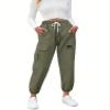 Betusline Girl's Outdoor Casual Cargo Jogger Pants with Pockets Army Green 9-10 Years view 4