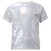 iiniim Kids Girls Metallic Shiny Round Neck Jazz Hip Hop Dance Tops Boys Unisex Sequined T-Shirt Silver 11-12 Years view 1