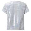 iiniim Kids Girls Metallic Shiny Round Neck Jazz Hip Hop Dance Tops Boys Unisex Sequined T-Shirt Silver 11-12 Years view 2