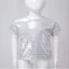 iiniim Kids Girls Metallic Shiny Round Neck Jazz Hip Hop Dance Tops Boys Unisex Sequined T-Shirt Silver 11-12 Years view 3