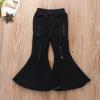 NineFit Basics Baby Girl Flare Jeans Kids Toddler Bell Bottom Pants Black Ripped Pants Fashion Western Denim (Black, 3-4 Years) view 2