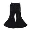 NineFit Basics Baby Girl Flare Jeans Kids Toddler Bell Bottom Pants Black Ripped Pants Fashion Western Denim (Black, 18-24 Months) view 1