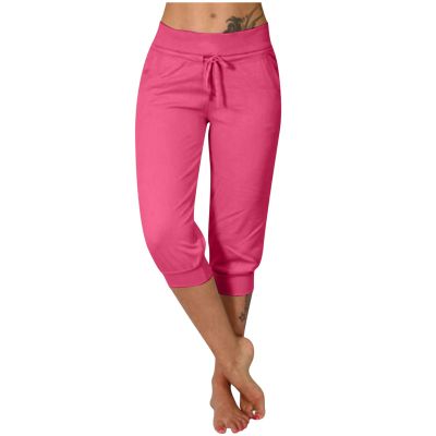 XUNRYAN Capri Pants for Women Casual Summer Cargo Pants High Waisted Cropped Joggers Running Athletic Yoga Capris Sweatpants with Pockets