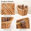BATTIPAW Kids Bicycle Handlebar Basket, Rattan Storage Basket with Adjustable PU Belts, Brown, Handlebar Mount view 3