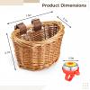 BATTIPAW Kids Bicycle Handlebar Basket, Rattan Storage Basket with Adjustable PU Belts, Brown, Handlebar Mount view 4