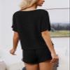 CUPSHE Short Sleeve Pajama Sets for Women Casual Crew Neck 2 Piece Lounge Sets Black view 2