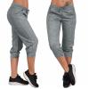 XUNRYAN Women's Capri Pants Cropped Joggers with Pockets Elastic Waist Drawstring Capri Sweatpants view 2