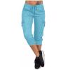 Cargo Capri Pants Women Casual Summer Cropped Joggers Capris Leggings w Pockets Elastic Waist Drawstring Sweatpants view 3