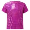 iiniim Kids Girls Metallic Shiny Round Neck Jazz Hip Hop Dance Tops Boys Unisex Sequined T-Shirt Hot Pink 5-6 Years view 1