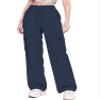 Betusline Girl's High Waist Wide Leg Cargo Pants Y2K Parachute Pants with Pockets and Drawstring, Dark Blue, 9-10 Years = Tag 150 view 1