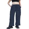 Betusline Girl's High Waist Wide Leg Cargo Pants Y2K Parachute Pants with Pockets and Drawstring, Dark Blue, 9-10 Years = Tag 150 view 2