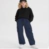 Betusline Girl's High Waist Wide Leg Cargo Pants Y2K Parachute Pants with Pockets and Drawstring, Dark Blue, 9-10 Years = Tag 150 view 3
