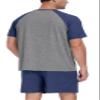 PrinStory Men's Pajama Set Sleepwear Pjs Lightweight Short Sleeve Crewneck Shirts and Shorts Soft Comfy Sleep Sets Navy Blue US L view 3