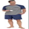 PrinStory Men's Pajama Set Sleepwear Pjs Lightweight Short Sleeve Crewneck Shirts and Shorts Soft Comfy Sleep Sets Navy Blue US L view 4
