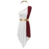 Yruioon Women Ancient Roman Toga Costume Greek Athenian War Gown One Shoulder Praise Lyrical Dance Dress Burgundy XX-Large view 4