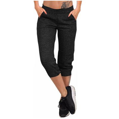 Cargo Capri Pants Women Casual Summer Cropped Joggers Capris Leggings w Pockets Elastic Waist Drawstring Sweatpants