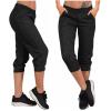Cargo Capri Pants Women Casual Summer Cropped Joggers Capris Leggings w Pockets Elastic Waist Drawstring Sweatpants view 2