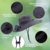 Outdoor Solar Powered Fan Hat for Men Women Breathable Wide Brim Hat with 2 Fans UPF 50+ Fishing Hat Beach Bucket Sun Hat (Nylon, Dark Gray B) view 3