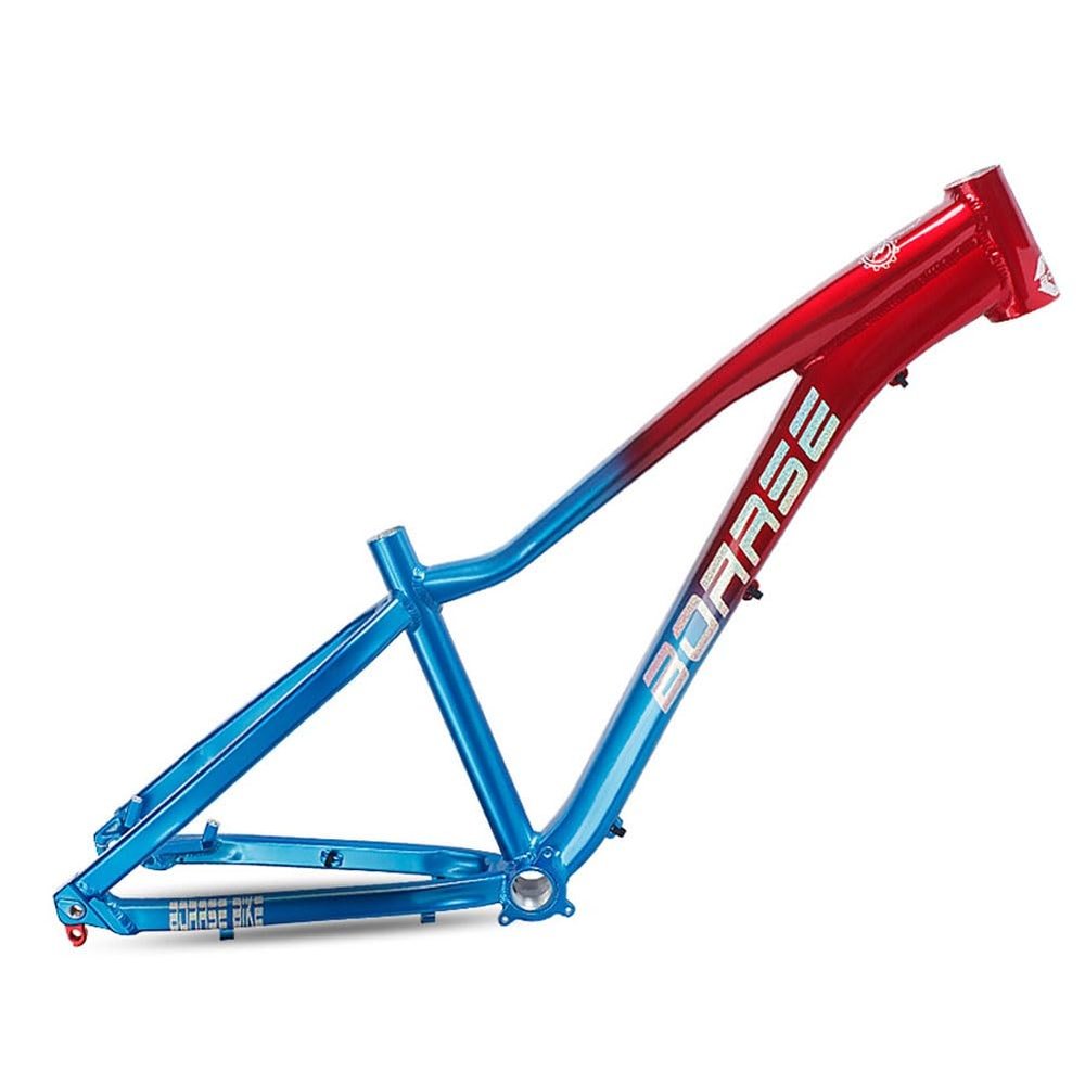TUJISEK 26'' Aluminum Alloy Dirt Jump Frame Hardtail AM Frame Disc Brake Thru Axle 12 * 142mm for DH/XC/4X/ENDURO High Strength(Blue+Red)