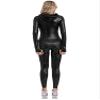 Agoky Womens Shiny Fish-Scale Printed Jumpsuit Mermaid Swimming Costume Long Sleeve Unitard Black Small view 2