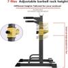 FENOKD Barbell Squat Rack Stand Adjustable Height Solid Steel Bench Presses Compact Heavy Squat Rack, Yellow Adjustable Weight Lift Barbell Rack, Dumbbell Storage Home Gym, Bracket Load 250kg view 4