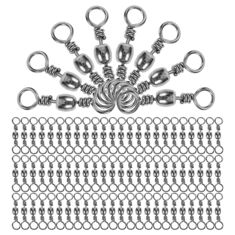 POPETPOP 100pcs Fishing Swivel Connectors Barrel Style Rotating Links for Saltwater Freshwater Fishing Durable Tackle Accessories Smooth Surface for Easy Use