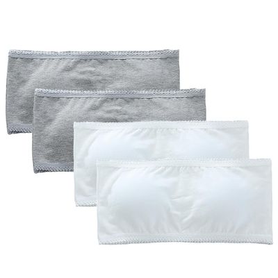4 Pack Girls Bandeau Strapless Padded Bralettes Cami Wireless Tube Bra Seamless Lace Trim Cotton Bra for 8-14 Years