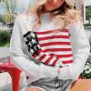 Vintage American Flag Sweater for Women Graphic Print Flag Casual Loose Pullover Patriotic 4th of July Knit Jumper Top(Cute White,XL) view 2