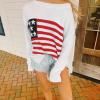 Vintage American Flag Sweater for Women Graphic Print Flag Casual Loose Pullover Patriotic 4th of July Knit Jumper Top(Cute White,XL) view 3