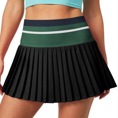 Heathyoga Pleated Tennis Skirt with Pockets for Women Tennis Skort for Woman High Waisted Golf Skirts Athletic Skirt Black & Green