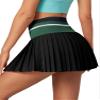 Heathyoga Pleated Tennis Skirt with Pockets for Women Tennis Skort for Woman High Waisted Golf Skirts Athletic Skirt Black & Green view 2