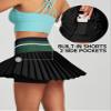 Heathyoga Pleated Tennis Skirt with Pockets for Women Tennis Skort for Woman High Waisted Golf Skirts Athletic Skirt Black & Green view 3