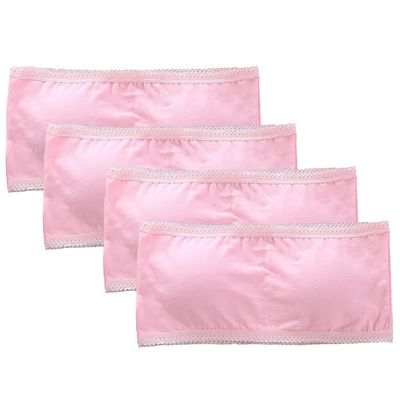 4 Pack Girls Bandeau Strapless Padded Bralettes Cami Wireless Tube Bra Seamless Lace Trim Cotton Bra for 8-14 Years
