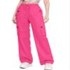 Betusline Girl's High Waist Wide Leg Cargo Pants Y2K Parachute Pants with Pockets and Drawstring, Rose Red, 9-10 Years = Tag 150 view 1