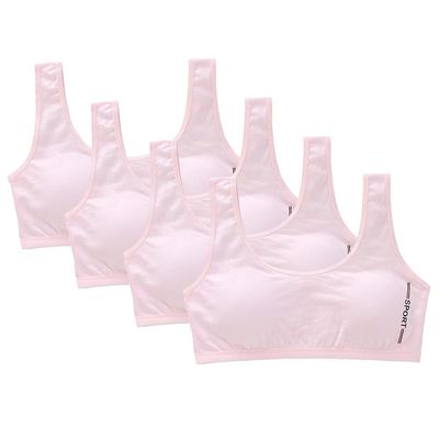 Katutude 4 Pack Teen Girls Sports Bra Training Bras Wireless Padded Bra Removable Pads Elastic Wide Strap Cotton Bra for 8-16 Years
